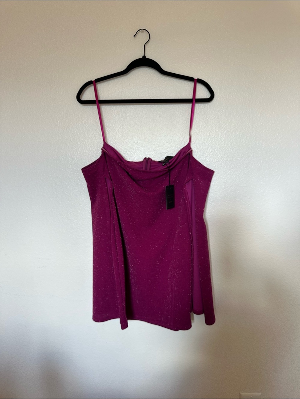 REVOLVE Magenta Off-Shoulder Mini Dress with Dramatic Bell Sleeves - Picture 2 of 4